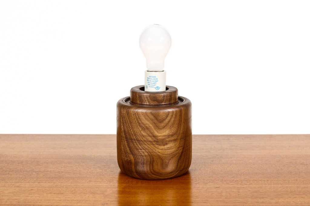 #1709 - Studio Craft Walnut Mushroom Table Lamp — Lathe Turned with Glass Globe — TL4