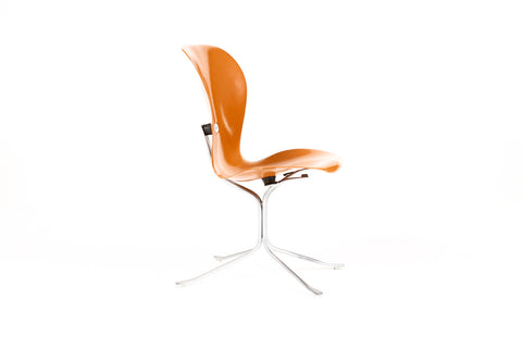 #2086 — Mid Century Vintage Space Age Ion Chair — Gideon Kramer — Orange Fiberglass