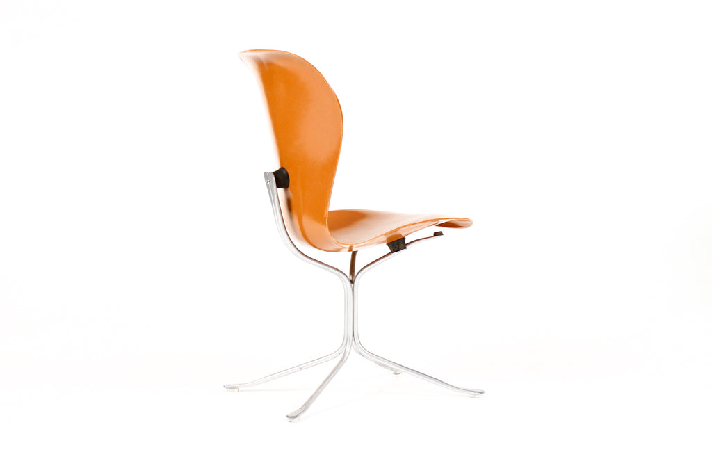 #2086 — Mid Century Vintage Space Age Ion Chair — Gideon Kramer — Orange Fiberglass