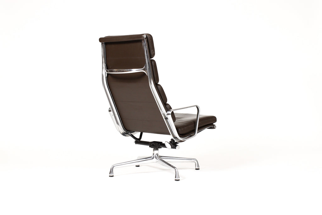 #2005 — Vintage Mid Century Herman Miller High Back Soft Pad Lounge Chair — Charles Eames — Brown Leather