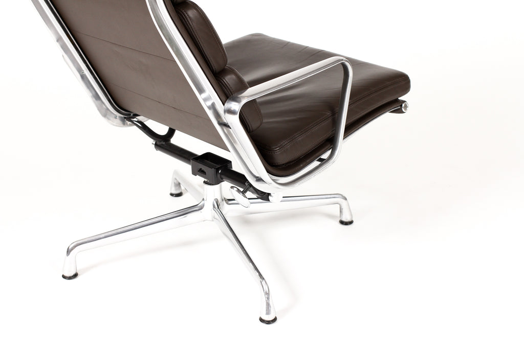 #2005 — Vintage Mid Century Herman Miller High Back Soft Pad Lounge Chair — Charles Eames — Brown Leather